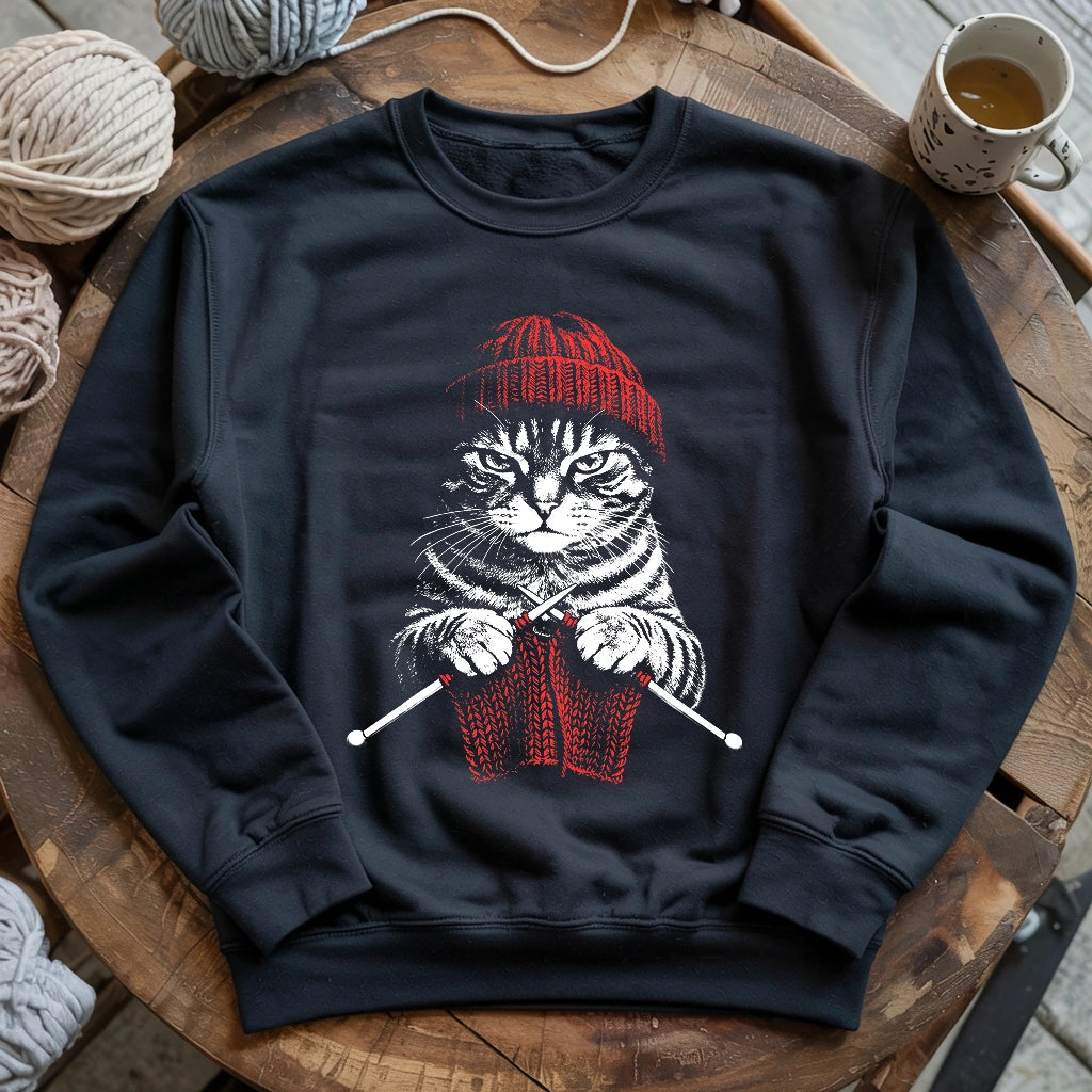 Vintage Knitting Cat Sweatshirt
