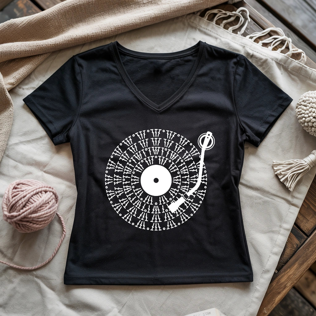 Vinyl Chart Lady V-neck