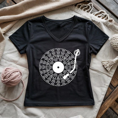 Vinyl Chart Lady V-neck