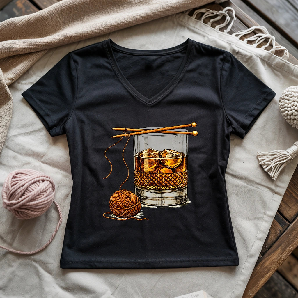 Whiskey And Yarn Lady V-neck