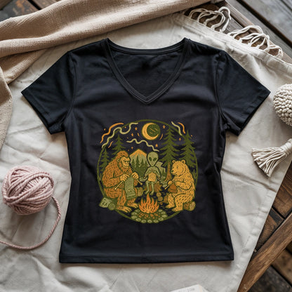 Campfire Knitting Friends Lady V-neck