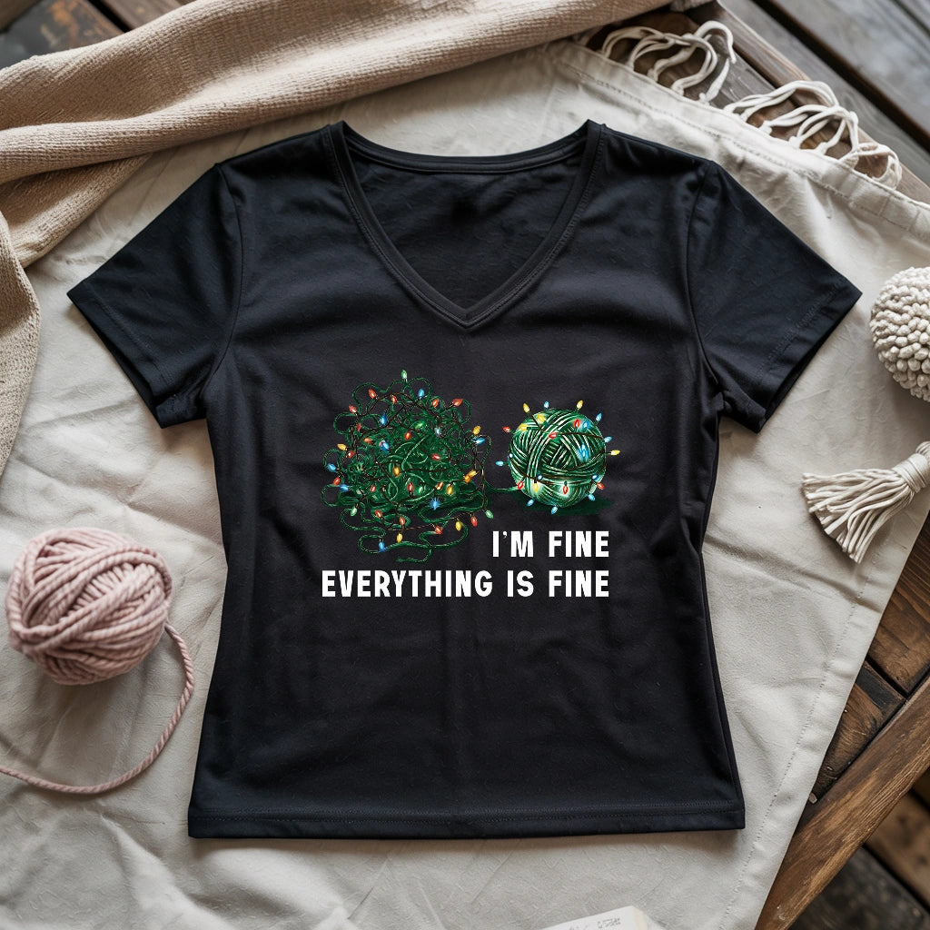 I'm Fine. Everything is Fine Lady V-neck