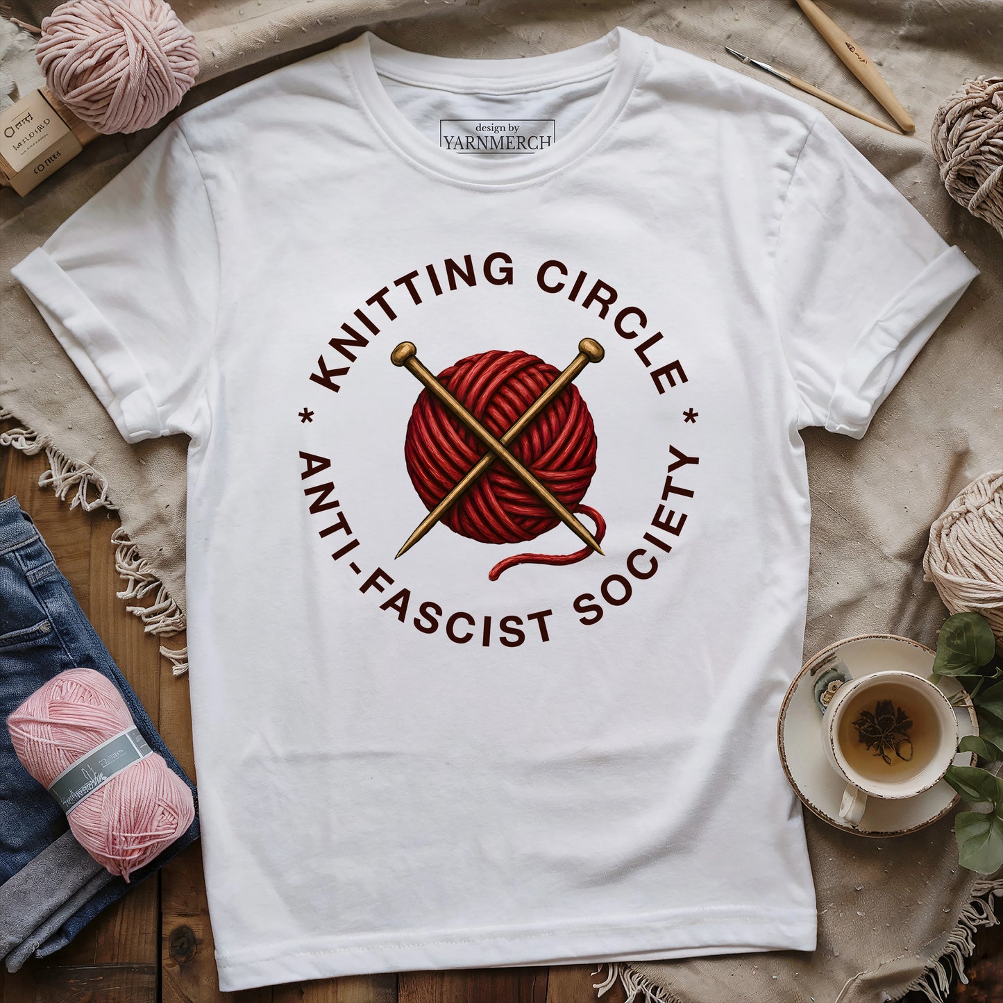 Knitting Social Anti Fascist T-shirt