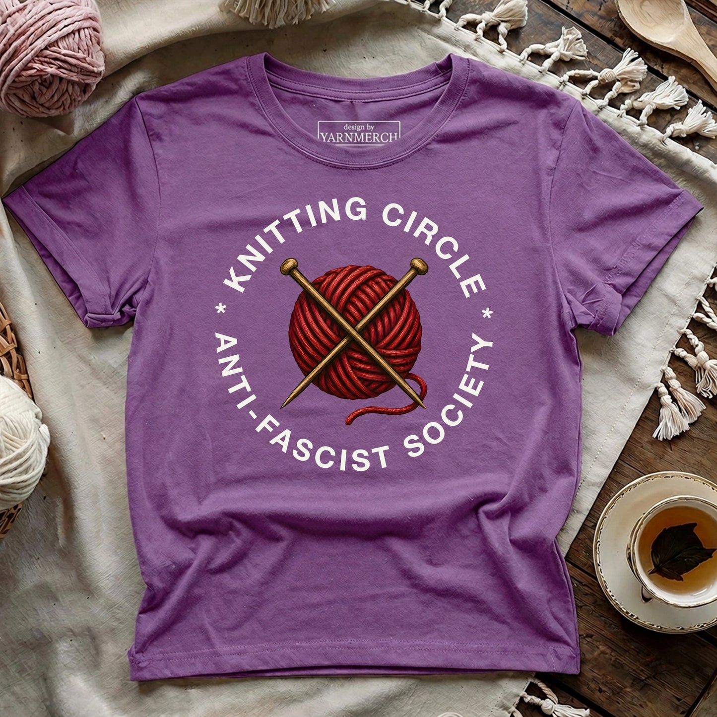 Knitting Social Anti Fascist T-shirt