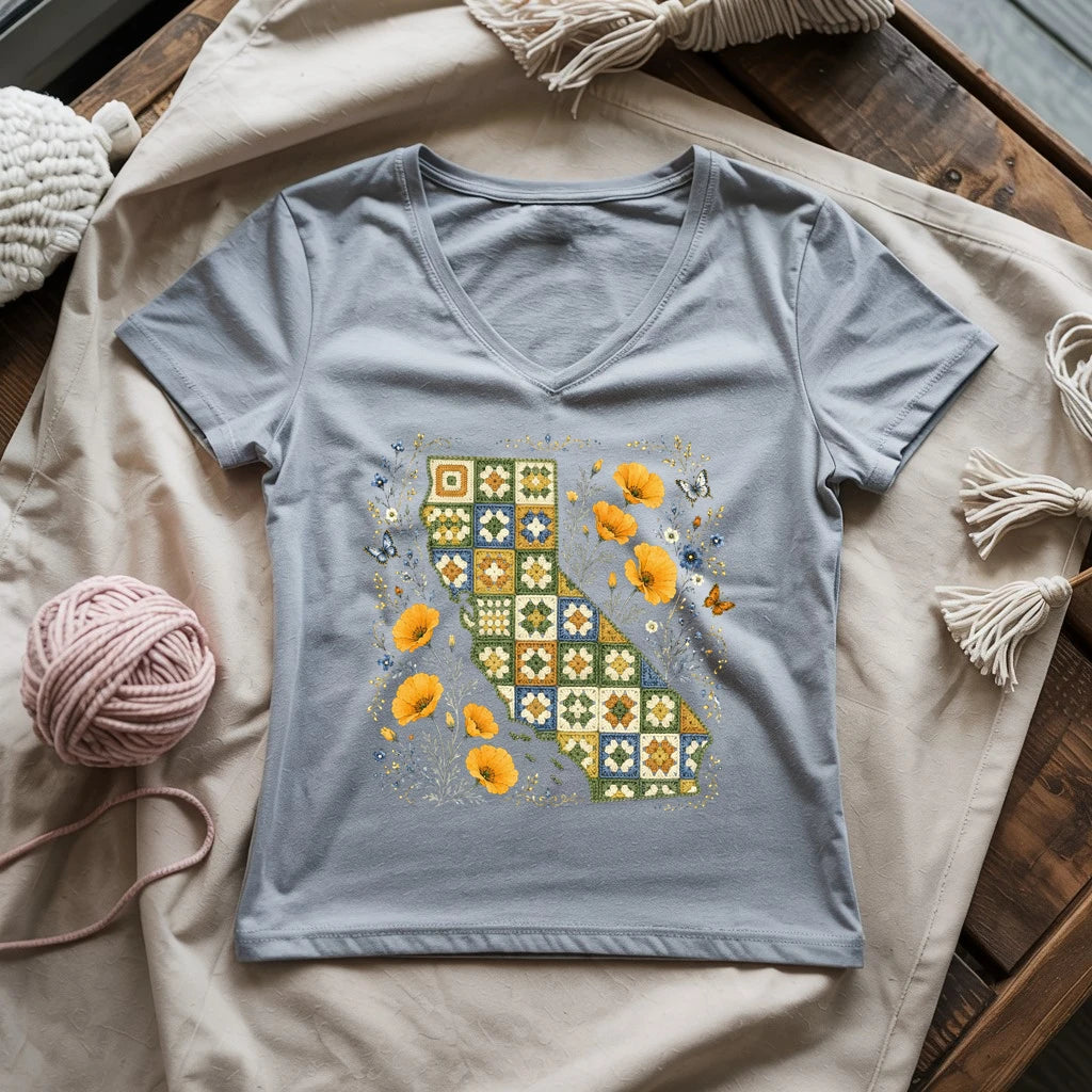 California In Granny Squares Lady V-neck