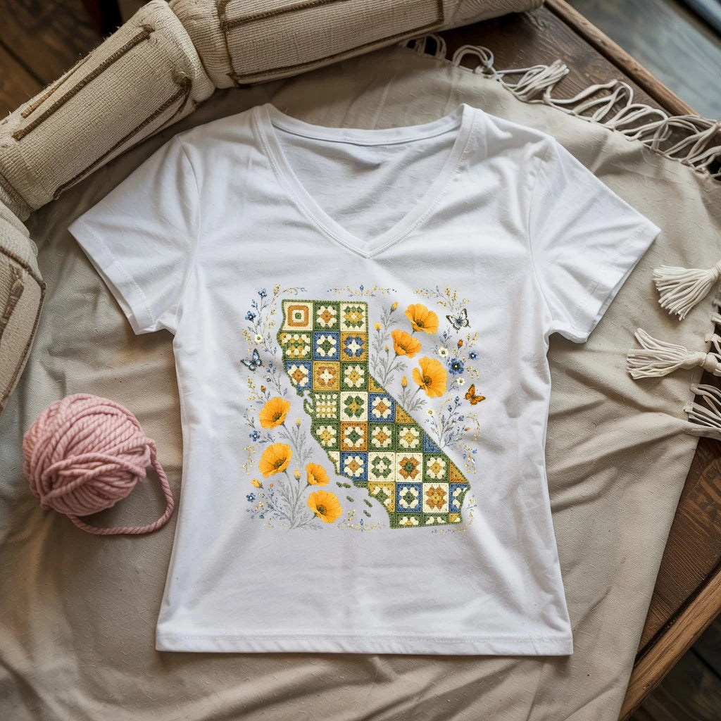 California In Granny Squares Lady V-neck
