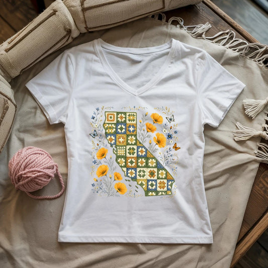 California In Granny Squares Lady V-neck
