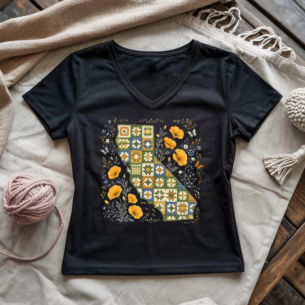 California In Granny Squares Lady V-neck