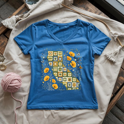 California In Granny Squares Lady V-neck