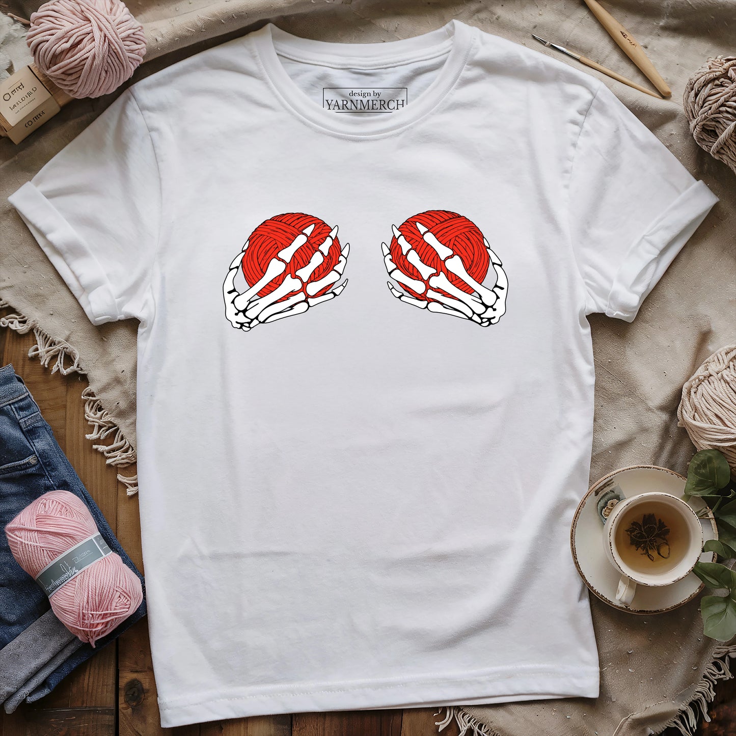 Skeleton Hands & Yarn T-shirt