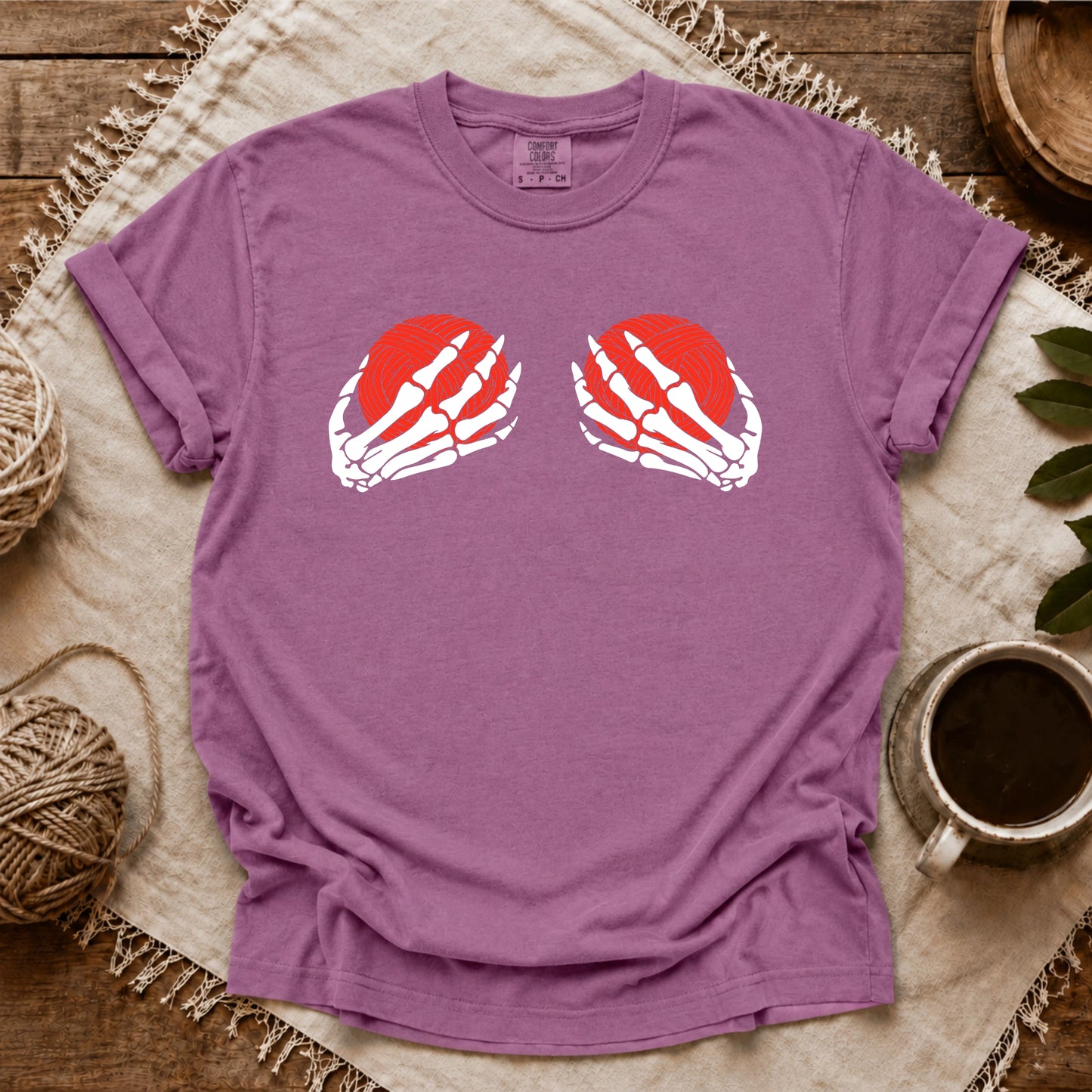 Comfort Colors Skeleton Hands & Yarn T-shirt