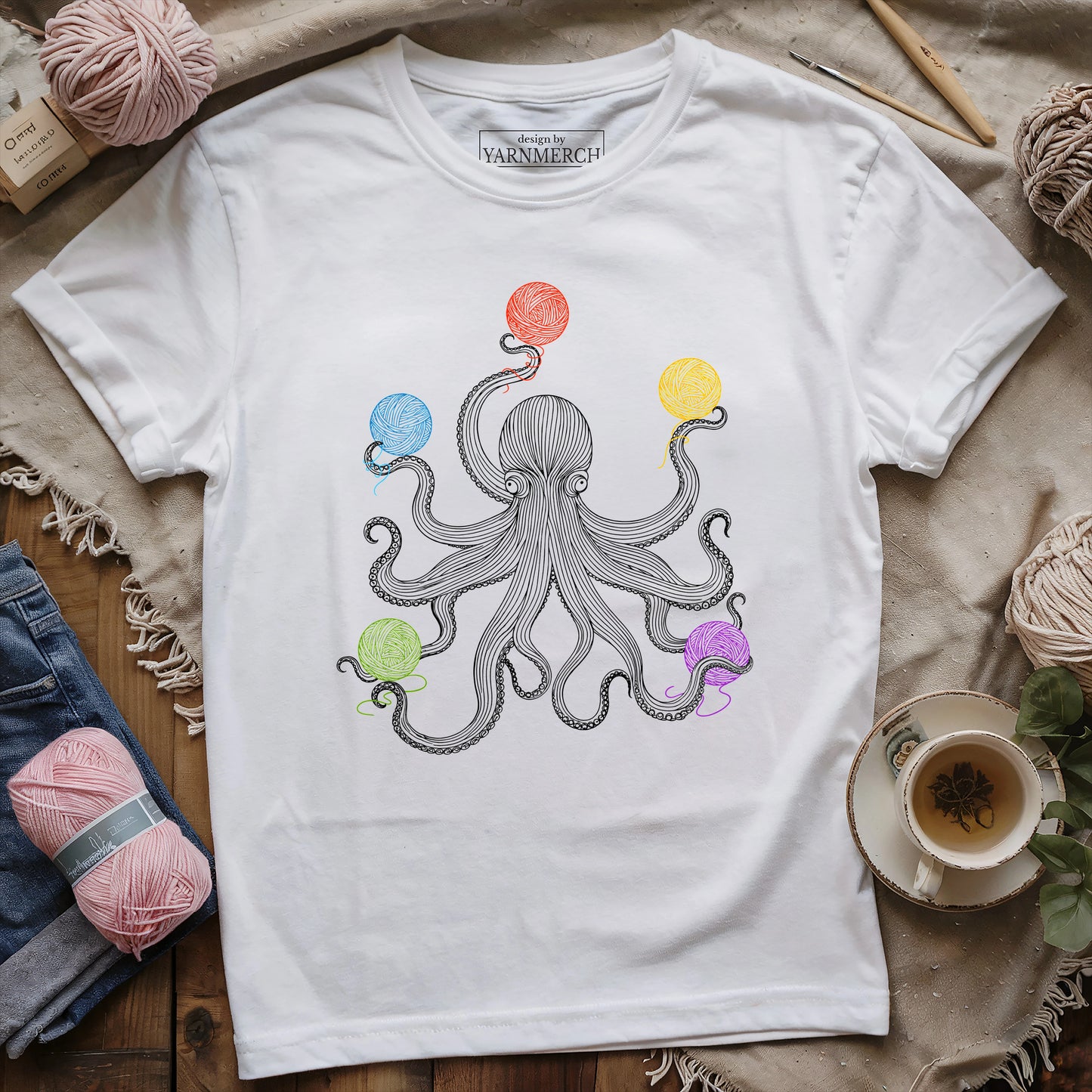 Octopus with Yarn T-shirt