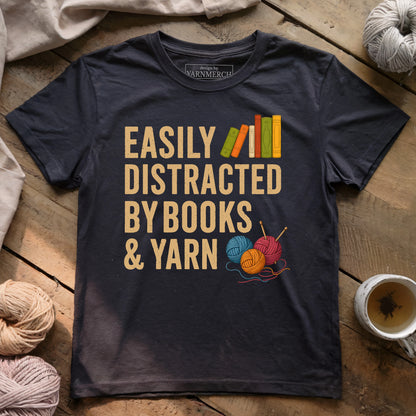 Easily Distracted by Books & Yarn T-shirt