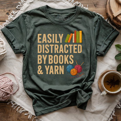 Easily Distracted by Books & Yarn T-shirt