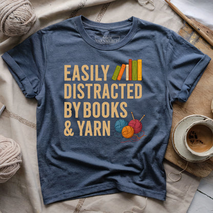 Easily Distracted by Books & Yarn T-shirt