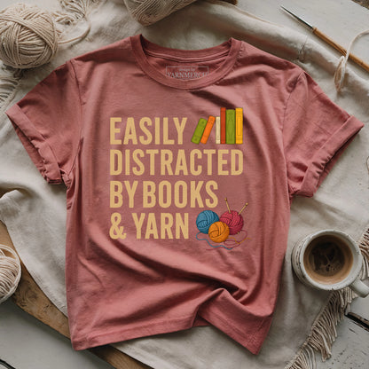 Easily Distracted by Books & Yarn T-shirt