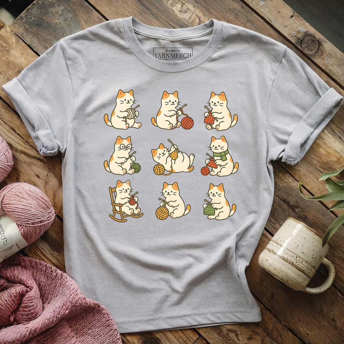 Cute Cat Crocheting T-shirt