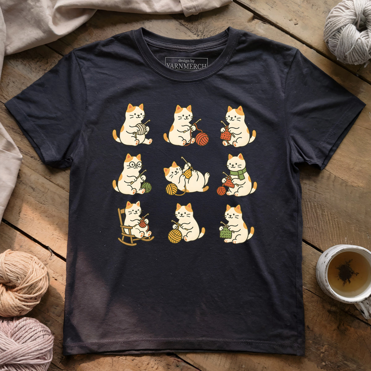 Cute Cat Crocheting T-shirt