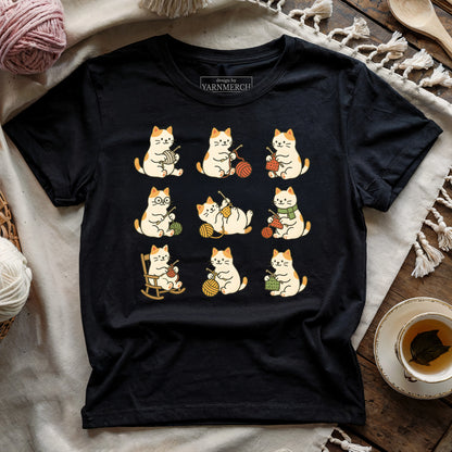 Cute Cat Crocheting T-shirt