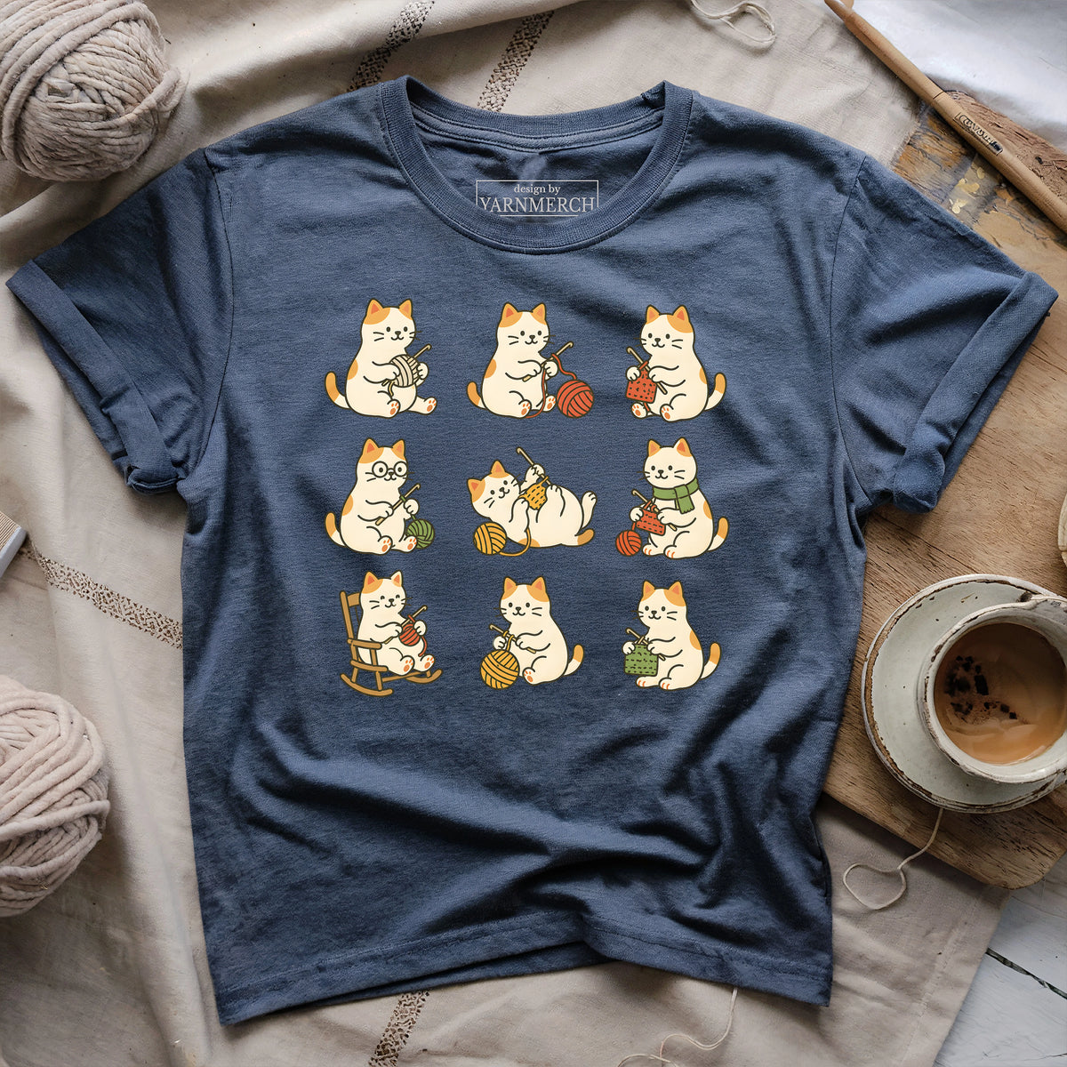 Cute Cat Crocheting T-shirt
