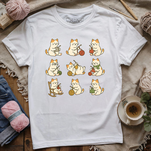 Cute Cat Crocheting T-shirt
