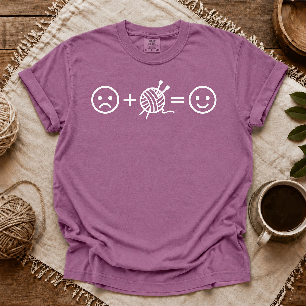 Comfort Colors Knitting Happiness Equation T-shirt
