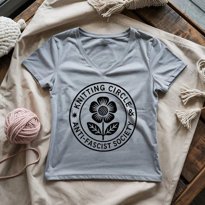 Knitting Circle Lady V-neck