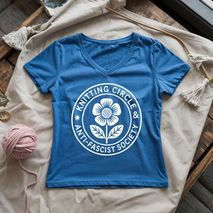 Knitting Circle Lady V-neck