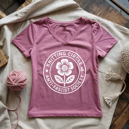 Knitting Circle Lady V-neck