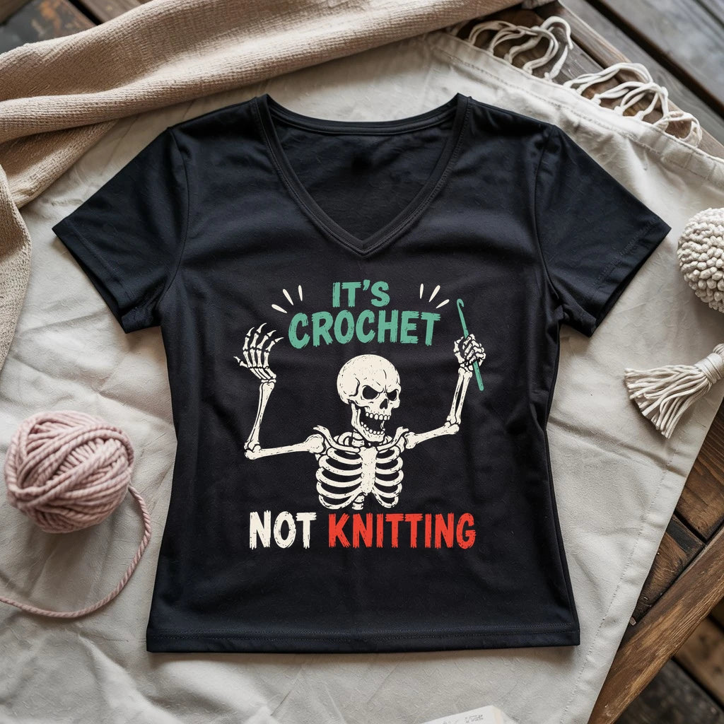 Crochet Not Knitting Skeleton Lady V-neck