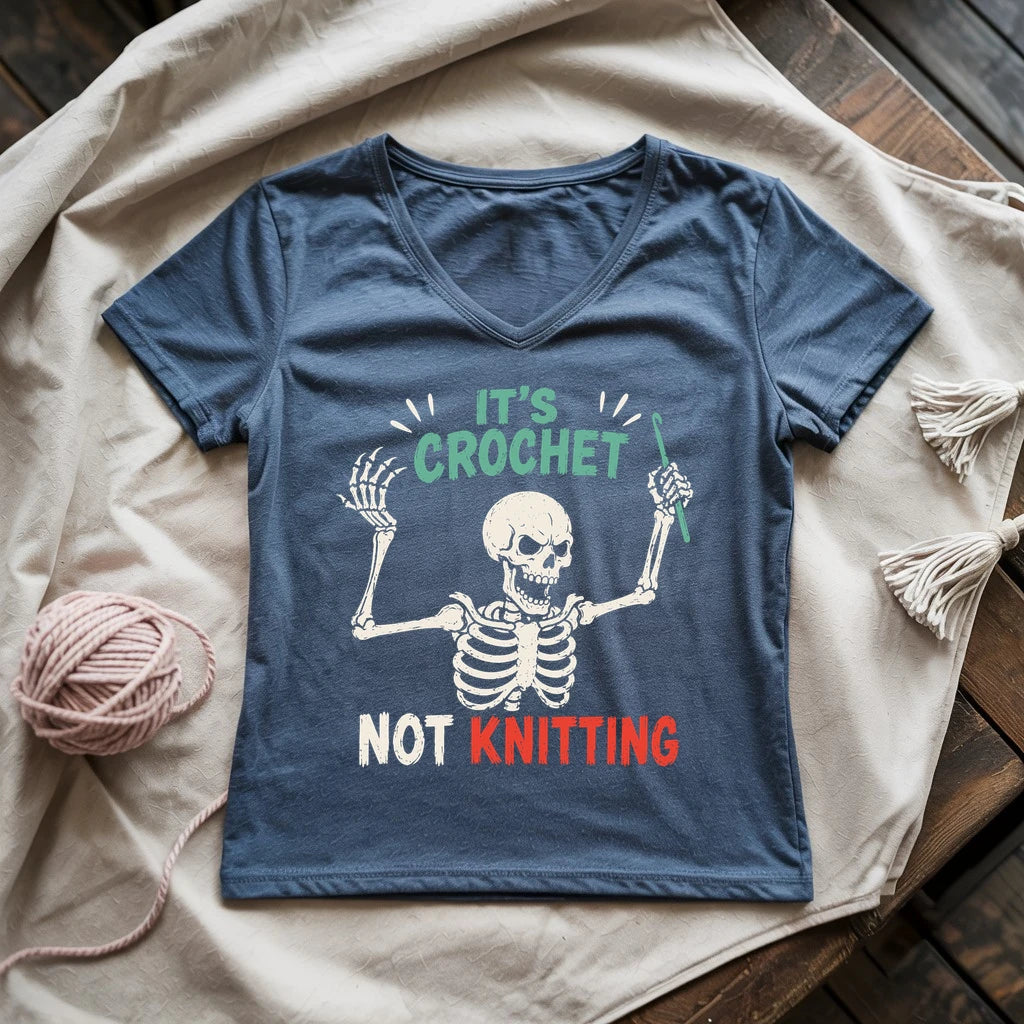 Crochet Not Knitting Skeleton Lady V-neck