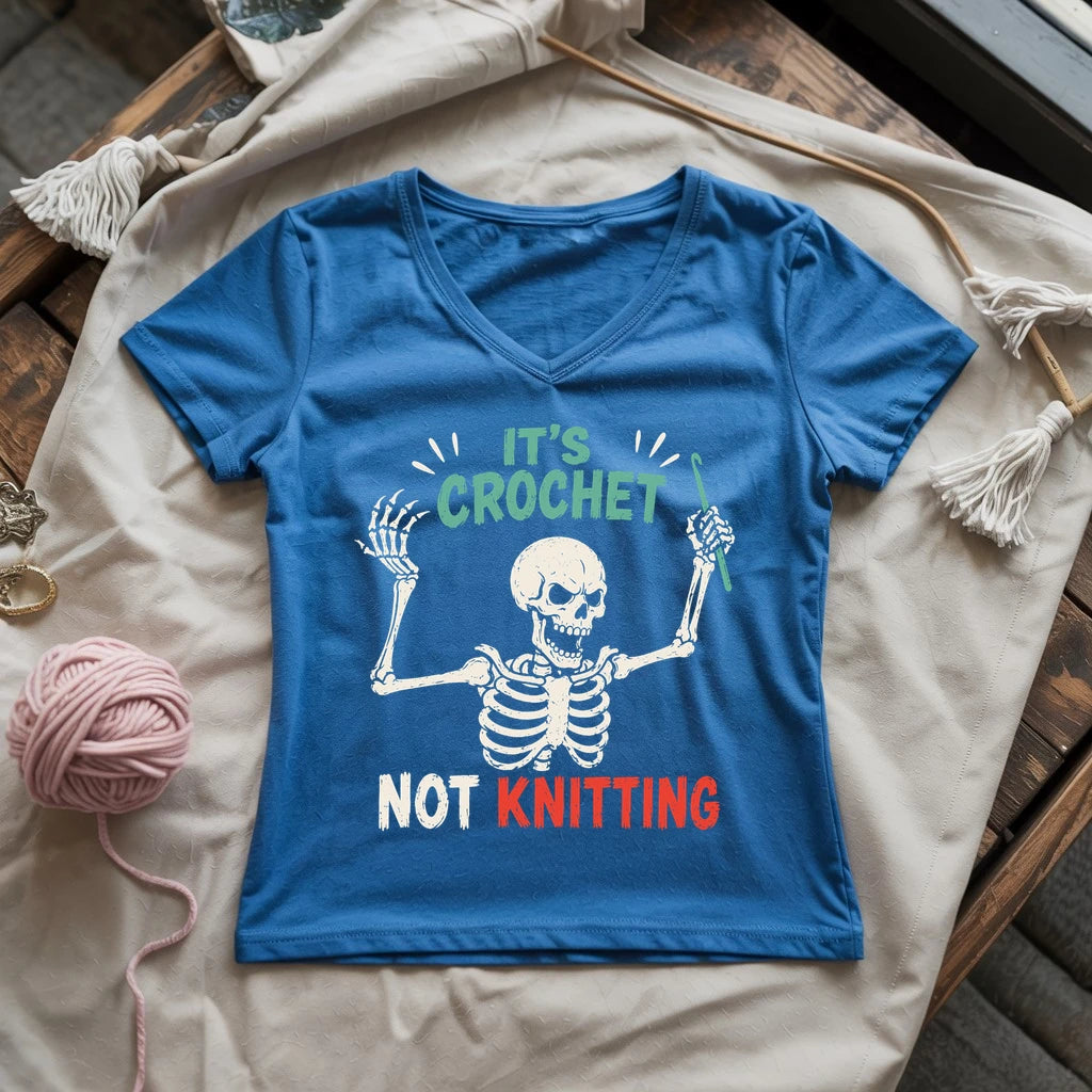 Crochet Not Knitting Skeleton Lady V-neck