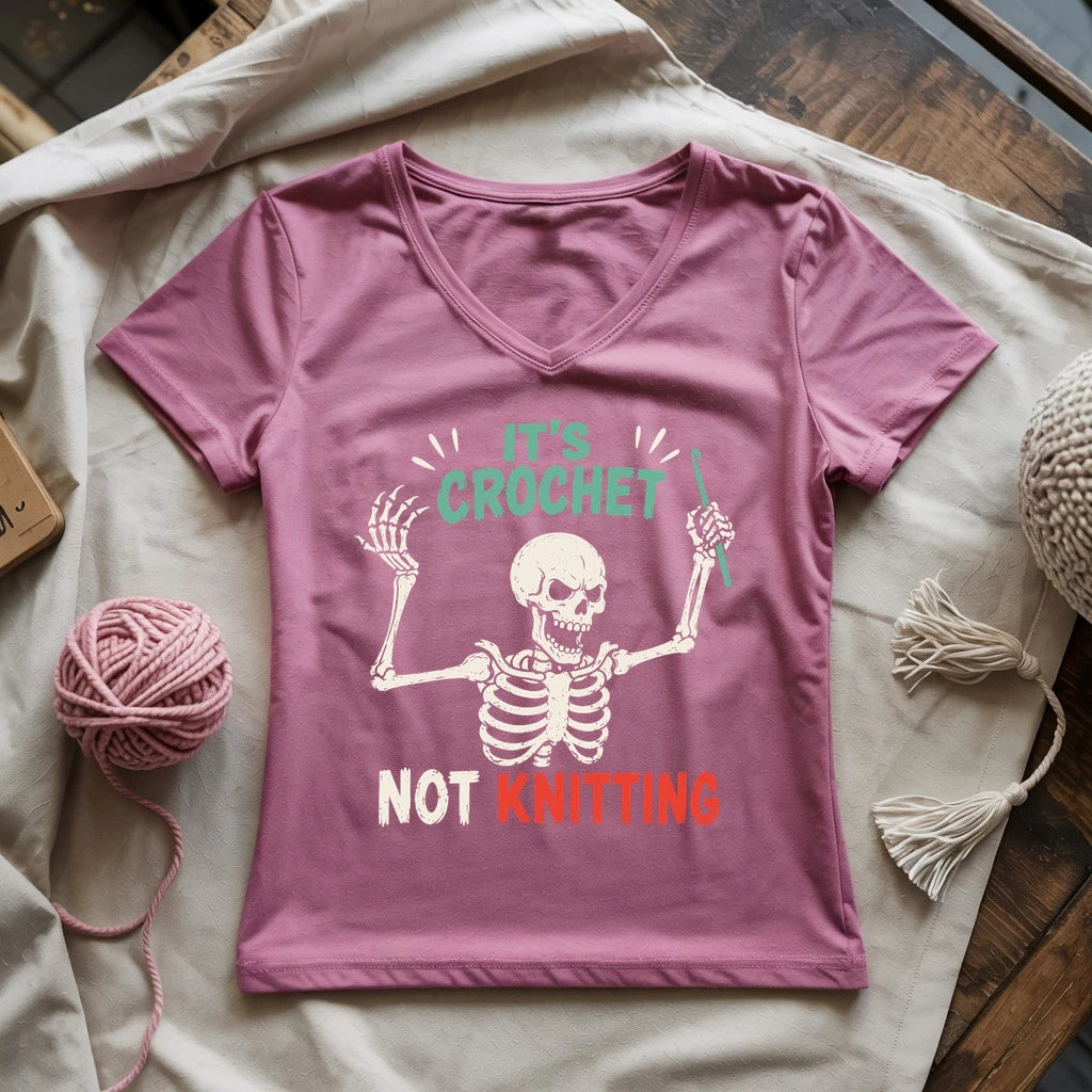 Crochet Not Knitting Skeleton Lady V-neck