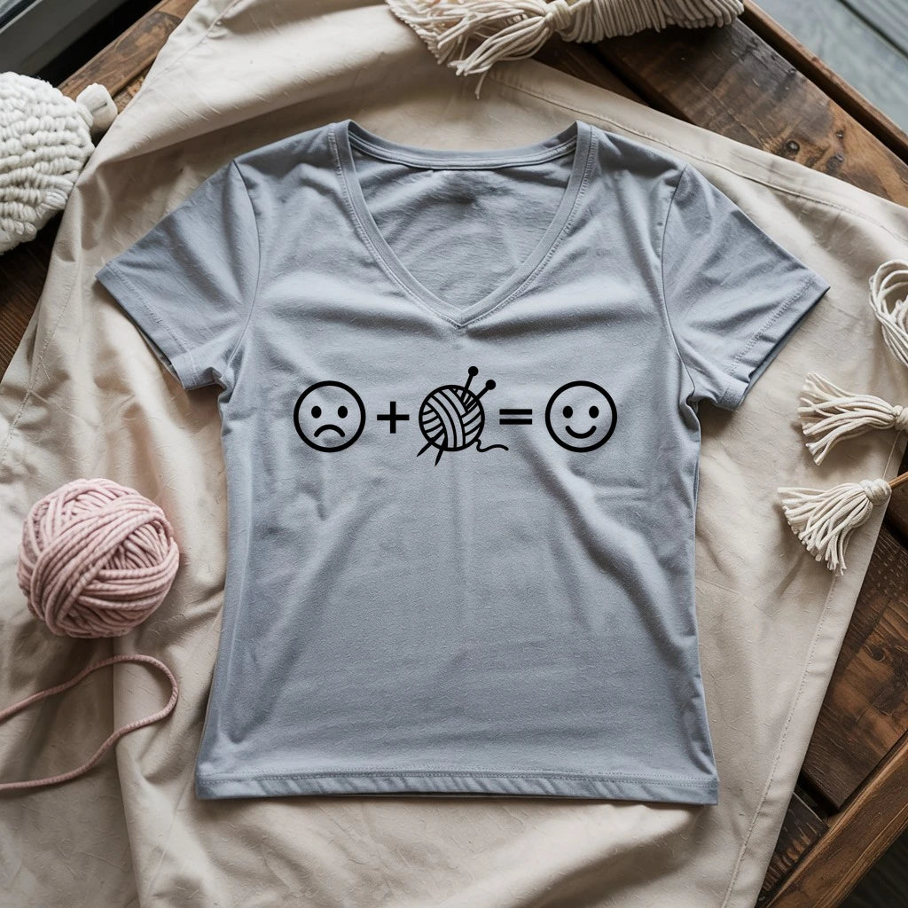Knitting Happiness Equation Lady V-neck