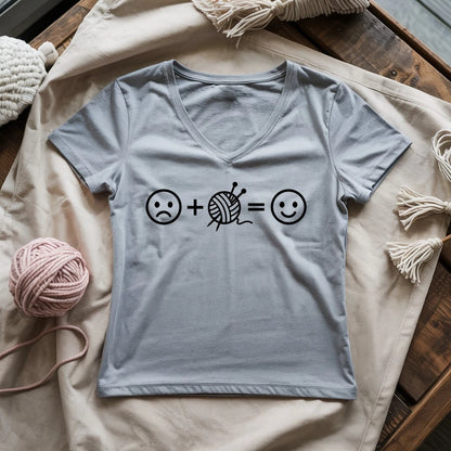 Knitting Happiness Equation Lady V-neck