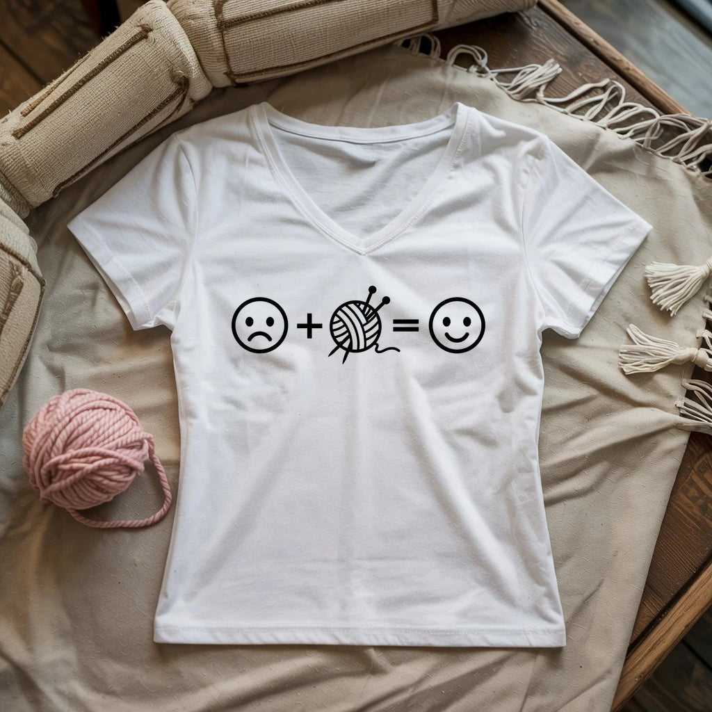 Knitting Happiness Equation Lady V-neck