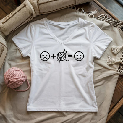 Knitting Happiness Equation Lady V-neck