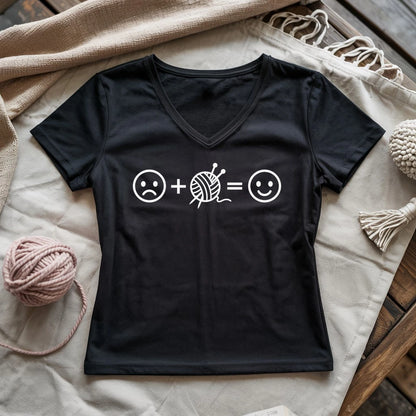 Knitting Happiness Equation Lady V-neck