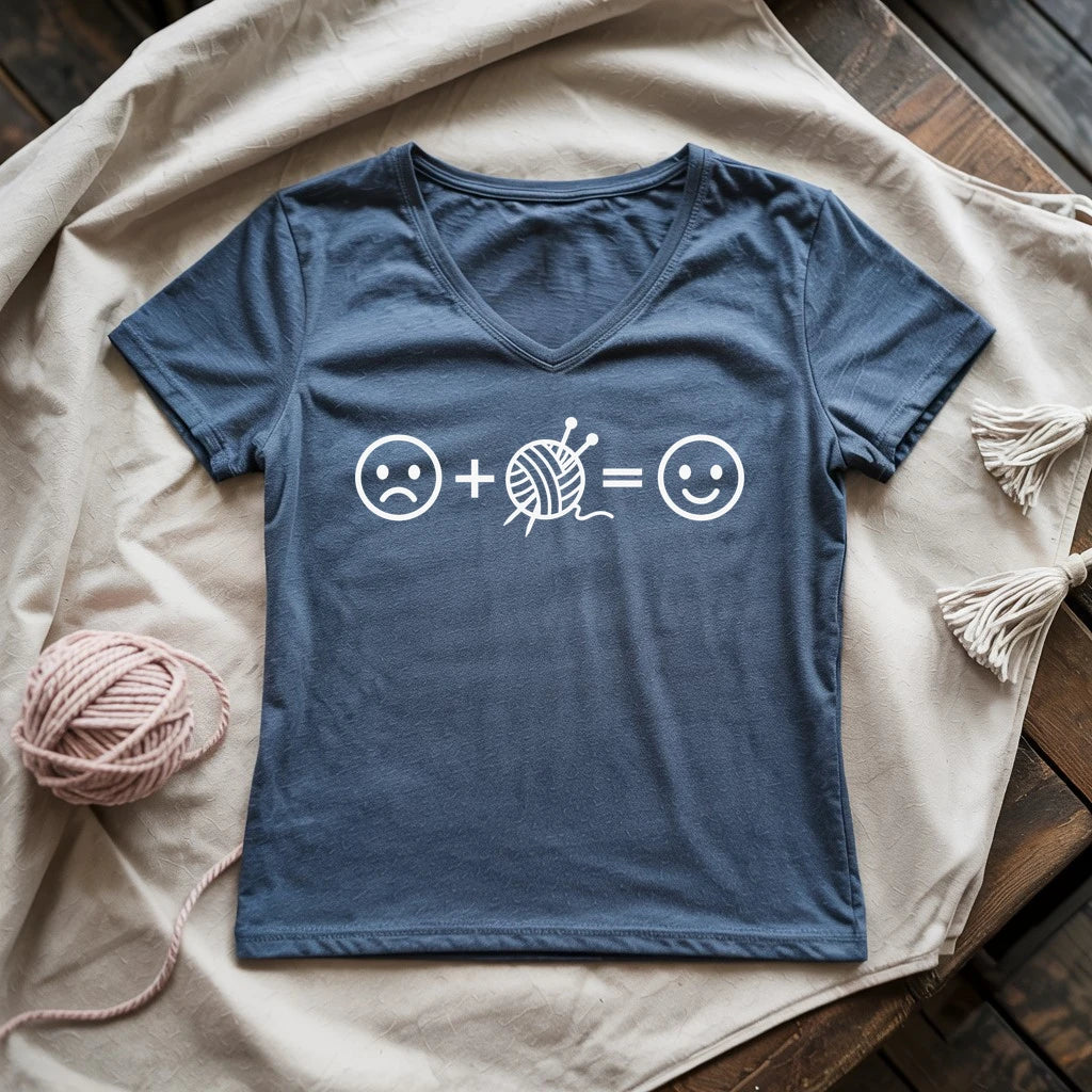 Knitting Happiness Equation Lady V-neck