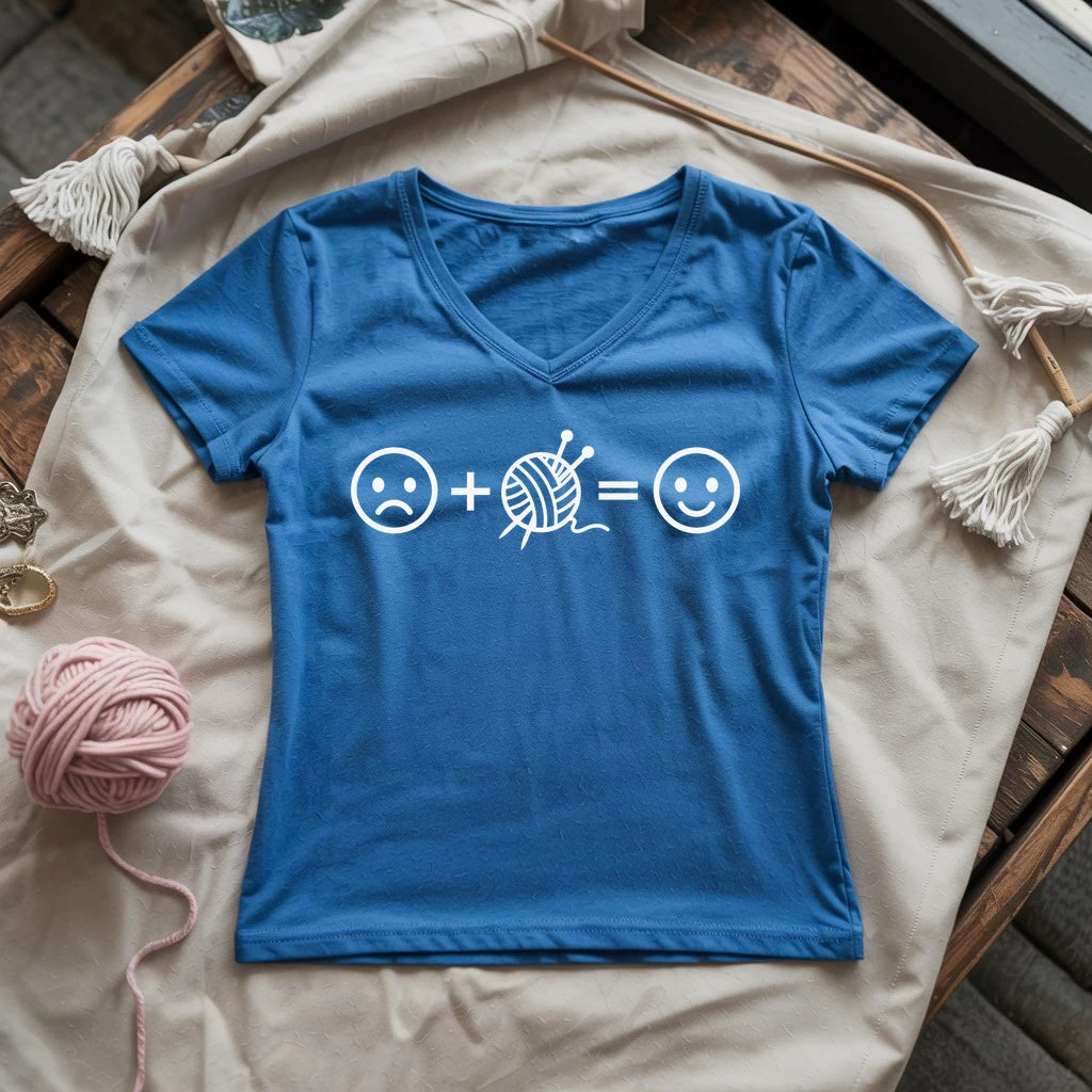 Knitting Happiness Equation Lady V-neck