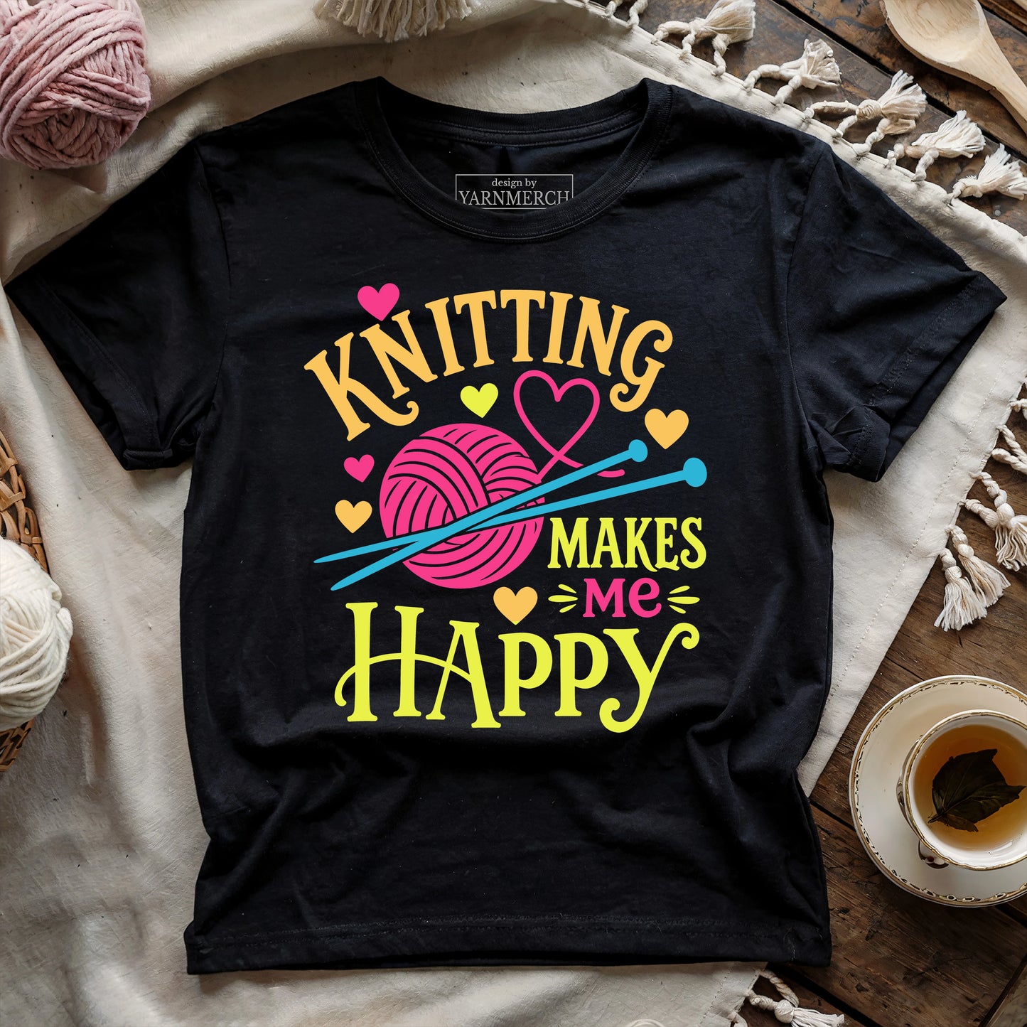 Knitting Makes Me Happy T-shirt