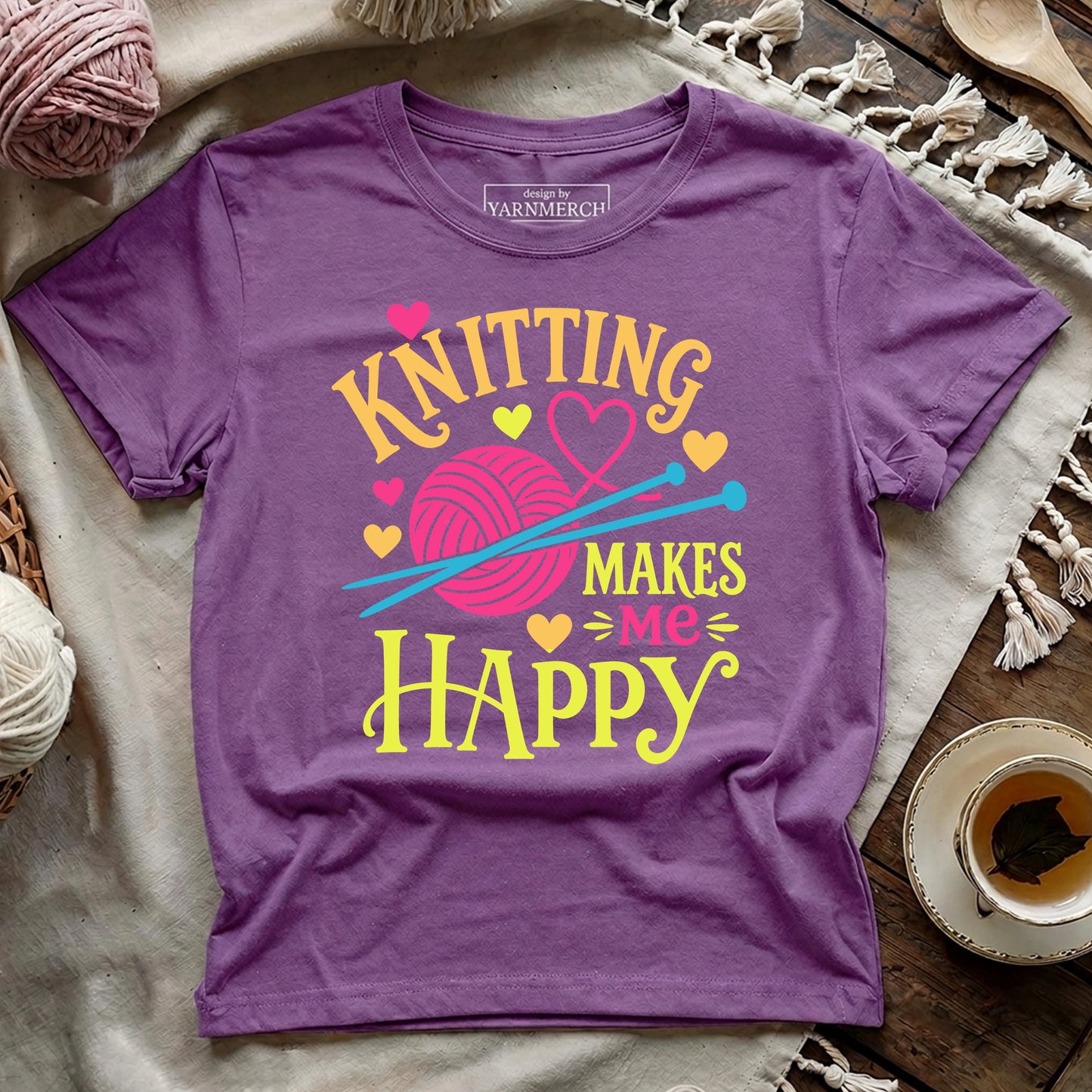 Knitting Makes Me Happy T-shirt