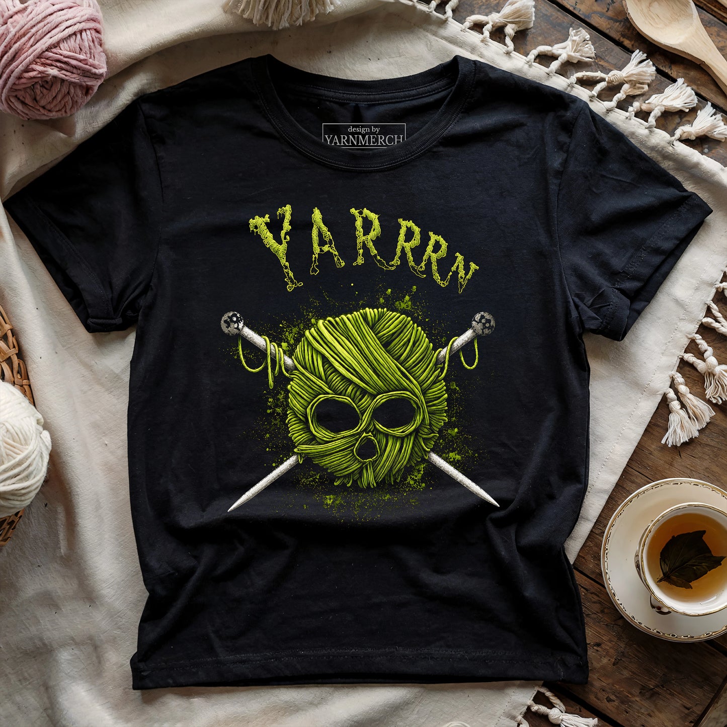 YARRRN Skull Knitting T-shirt