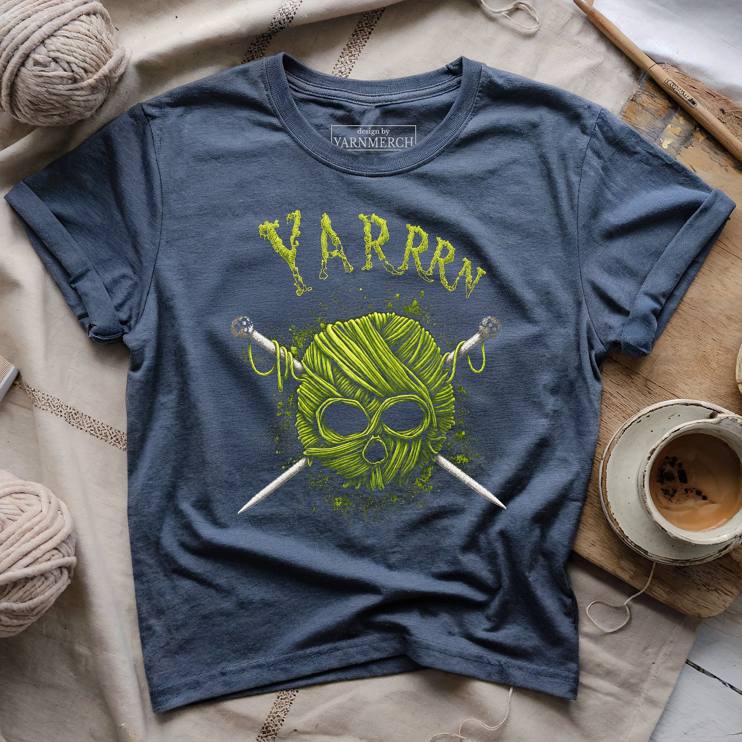 YARRRN Skull Knitting T-shirt