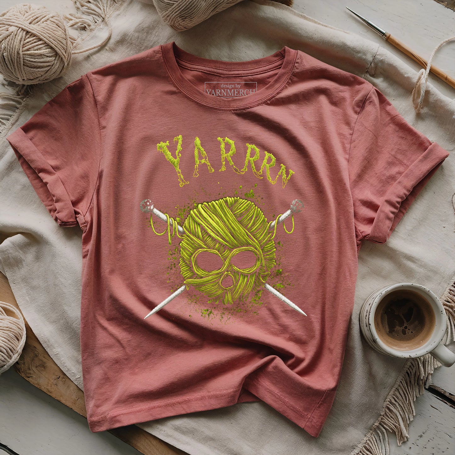 YARRRN Skull Knitting T-shirt