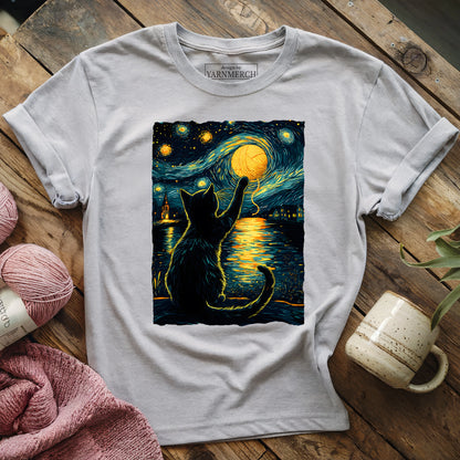 Starry Night Yarn Cat T-shirt
