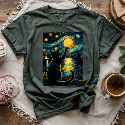 Starry Night Yarn Cat T-shirt