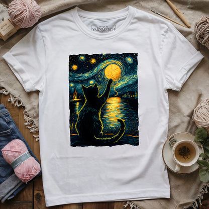 Starry Night Yarn Cat T-shirt