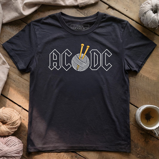 AC DC Knitting Rocks T-shirt