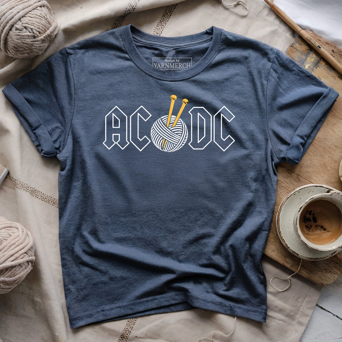 AC DC Knitting Rocks T-shirt